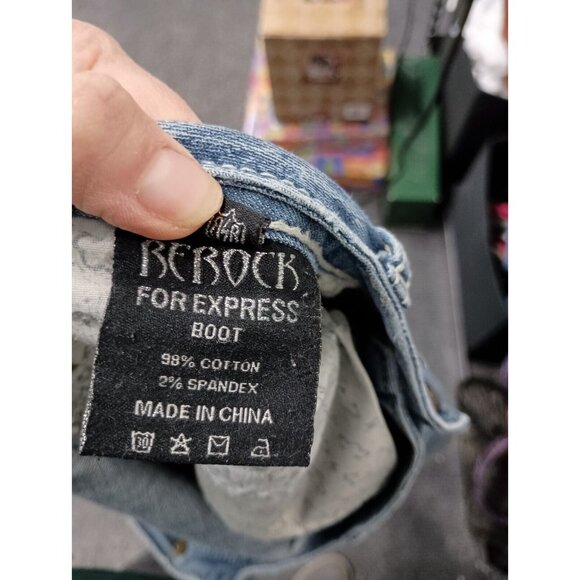 VTG Y2K Rerock For Express Womens Bootcut Jeans Size 8L Blue Faded Streetwear - Picture 11 of 12